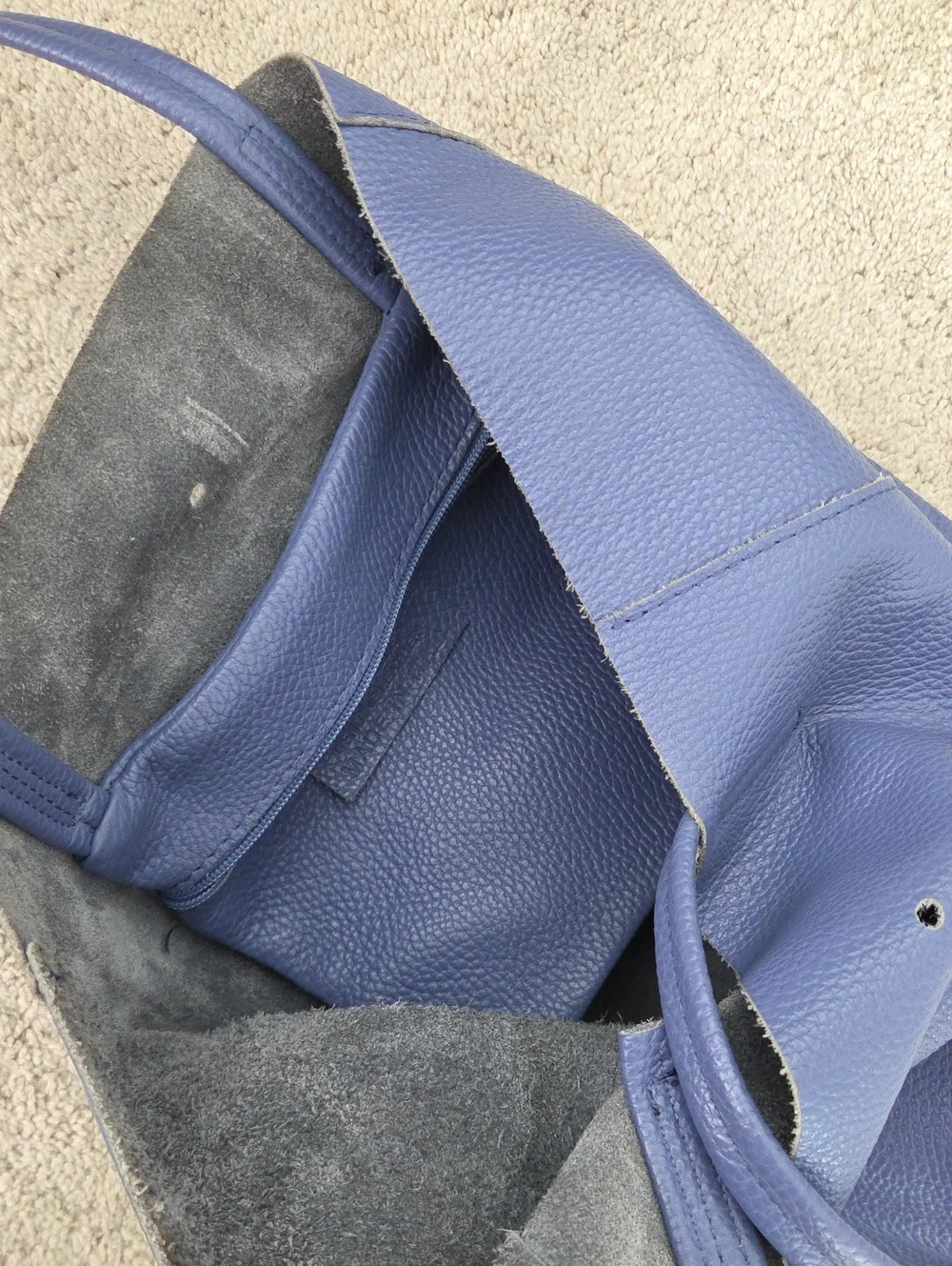Blue Leather Tote EUC